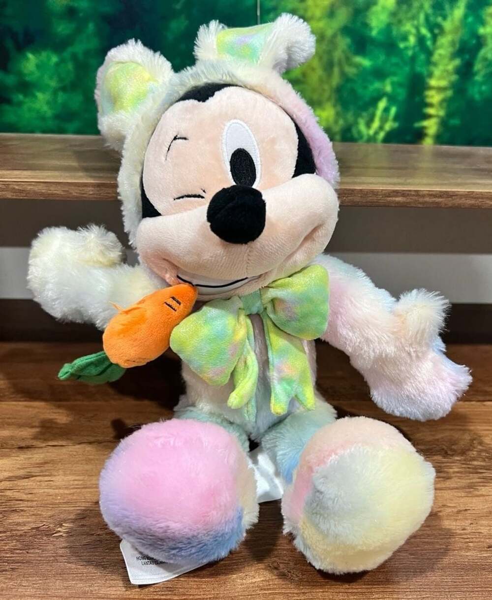 Disney Parks Easter 2025 Mickey Mouse Pastel Tie-Dye Bunny Plush Eating a Carrot